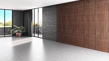 3D tasviri, büyük lüks, modern, parlak iç mekânlar sunuyor. Oturma odasındaki model bilgisayarlar dijital olarak oluşturuluyor.