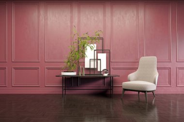 3D tasviri, büyük lüks, modern, parlak iç mekânlar sunuyor. Oturma odasındaki model bilgisayarlar dijital olarak oluşturuluyor.