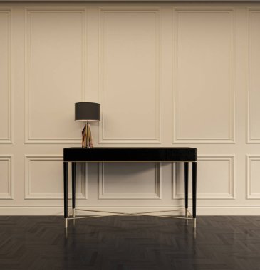 3D tasviri, büyük lüks, modern, parlak iç mekânlar sunuyor. Oturma odasındaki model bilgisayarlar dijital olarak oluşturuluyor.