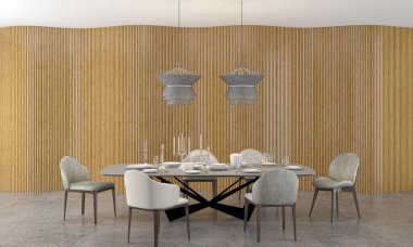 3D tasviri, büyük lüks, modern, parlak iç mekânlar sunuyor. Oturma odasındaki model bilgisayarlar dijital olarak oluşturuluyor.