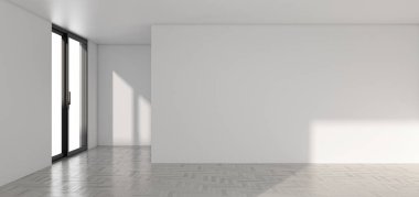 3D tasviri, büyük lüks, modern, parlak iç mekânlar sunuyor. Oturma odasındaki model bilgisayarlar dijital olarak oluşturuluyor.