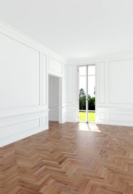 3D tasviri, büyük lüks, modern, parlak iç mekânlar sunuyor. Oturma odasındaki model bilgisayarlar dijital olarak oluşturuluyor.