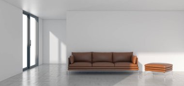 3D tasviri, büyük lüks, modern, parlak iç mekânlar sunuyor. Oturma odasındaki model bilgisayarlar dijital olarak oluşturuluyor.