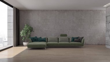 3D tasviri, büyük lüks, modern, parlak iç mekânlar sunuyor. Oturma odasındaki model bilgisayar dijital olarak üretiliyor.