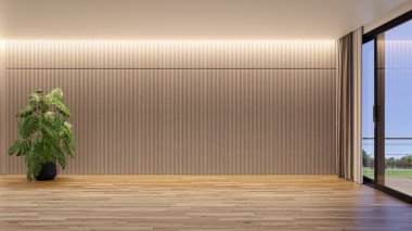 3D tasviri, büyük lüks, modern, parlak iç mekânlar sunuyor. Oturma odasındaki model bilgisayar dijital olarak üretiliyor.