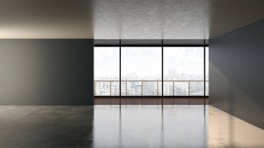 3D tasviri, büyük lüks, modern, parlak iç mekânlar sunuyor. Oturma odasındaki model bilgisayar dijital olarak üretiliyor.