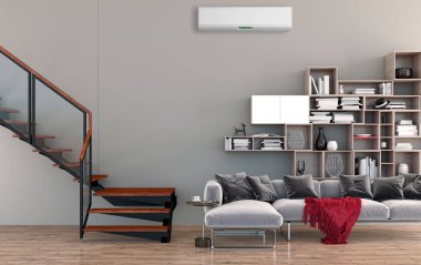 büyük lüks modern iç mekanlar, klima çizimi 3D