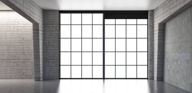 3D tasviri, büyük lüks, modern, parlak iç mekânlar sunuyor. Oturma odasındaki model bilgisayarlar dijital olarak oluşturuluyor.