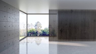 3D tasviri, büyük lüks, modern, parlak iç mekânlar sunuyor. Oturma odasındaki model bilgisayarlar dijital olarak oluşturuluyor.