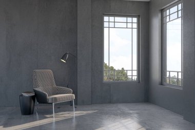 3D tasviri, büyük lüks, modern, parlak iç mekânlar sunuyor. Oturma odasındaki model bilgisayarlar dijital olarak oluşturuluyor.