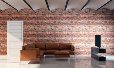 3D tasviri, büyük lüks, modern, parlak iç mekânlar sunuyor. Oturma odasındaki model bilgisayarlar dijital olarak oluşturuluyor.