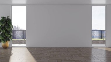 3D tasviri, büyük lüks, modern, parlak iç mekânlar sunuyor. Oturma odasındaki model bilgisayarlar dijital olarak oluşturuluyor.