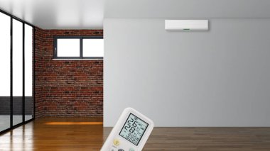 Büyük lüks, modern, aydınlık bir oturma odası. Klima modelleme çizimi 3D.