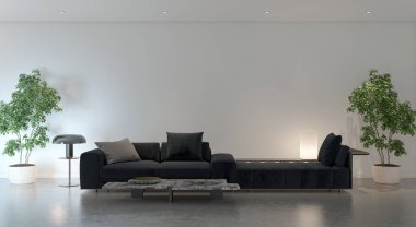 3D tasviri, büyük lüks, modern, parlak iç mekânlar sunuyor. Oturma odasındaki model bilgisayar dijital olarak üretiliyor.