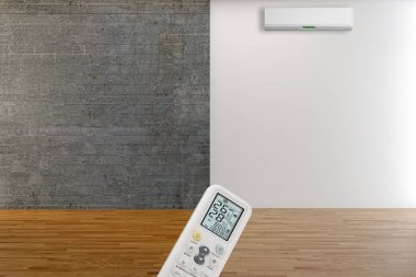 Büyük lüks, modern, aydınlık bir oturma odası. Klima modelleme çizimi 3D.