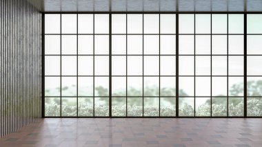 Büyük lüks, modern, parlak iç mekan. Oturma odası tasviri 3D canlandırma.