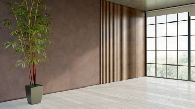 Büyük lüks, modern, parlak iç mekan. Oturma odası tasviri 3D canlandırma.