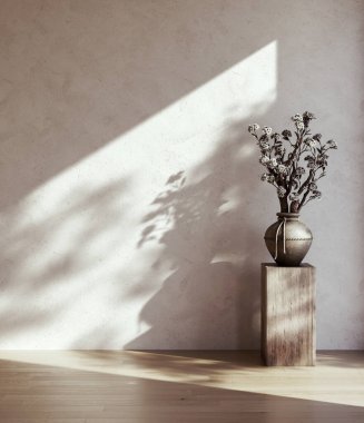 Büyük lüks, modern, parlak iç mekan. Oturma odası tasviri 3D canlandırma.