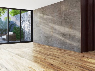 Büyük lüks, modern, parlak iç mekan. Oturma odası tasviri 3D canlandırma.