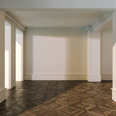 Büyük lüks, modern, parlak yatak odası. 3 boyutlu, resimli. Lüks, modern, parlak iç mekânlar.