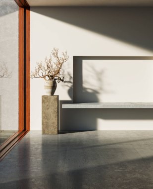 Büyük lüks, modern, parlak yatak odası. 3 boyutlu, resimli. Lüks, modern, parlak iç mekânlar.