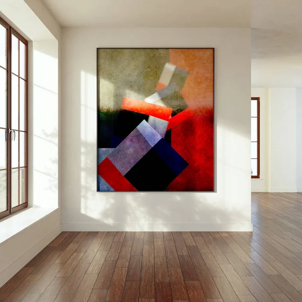 Büyük lüks, modern, parlak iç mekan. Oturma odası tasviri 3D canlandırma.