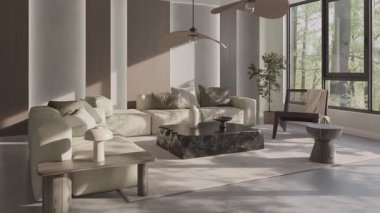 3D video görüntüleme modern modern tasarım. Evin içinde şık bir video klibi var.