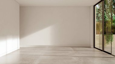 Büyük lüks, modern, parlak iç mekan. Oturma odası tasviri 3D canlandırma.