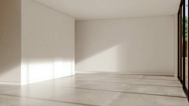 Büyük lüks, modern, parlak iç mekan. Oturma odası tasviri 3D canlandırma.