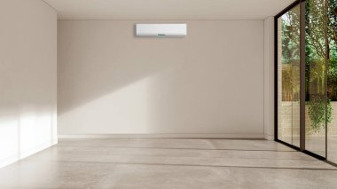 Büyük lüks, modern, aydınlık iç mekan. Klima modelleme çizimi 3D.