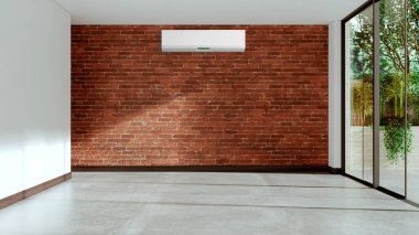 Büyük lüks, modern, aydınlık iç mekan. Klima modelleme çizimi 3D.