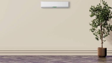 Büyük lüks, modern, aydınlık iç mekan. Klima modelleme çizimi 3D.