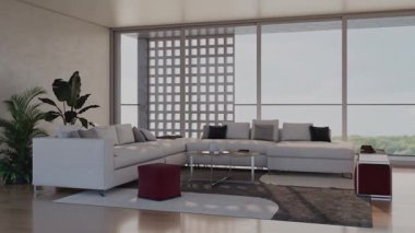 3D video görüntüleme modern modern tasarım. Evin içinde şık bir video klibi var.