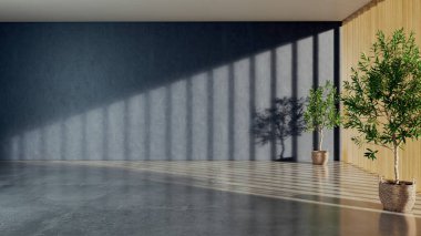 Büyük lüks, modern, parlak iç mekan. Oturma odası tasviri 3D canlandırma.