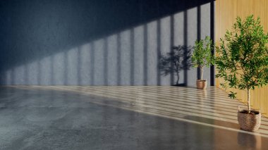 Büyük lüks, modern, parlak iç mekan. Oturma odası tasviri 3D canlandırma.