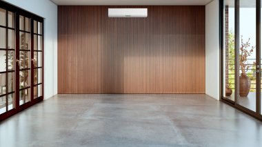 Büyük lüks, modern, aydınlık iç mekan. Klima modelleme çizimi 3D.