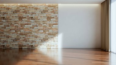 Büyük lüks, modern, parlak iç mekan. Oturma odası tasviri 3D canlandırma.