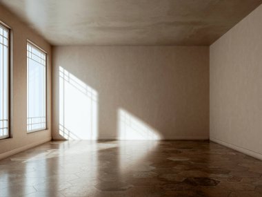 büyük lüks modern parlak iç mekan Oda 3d render oluşturulan bilgisayar görüntü illüstrasyon boş