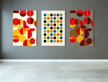 Büyük lüks, modern, parlak iç mekan. Oturma odası, 3D tasviri. Dijital olarak oluşturulmuş resim.