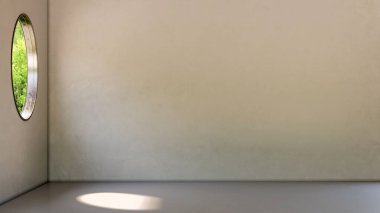 Büyük lüks, modern, parlak iç mekan. Oturma odası, 3D tasviri. Dijital olarak oluşturulmuş görüntü, parke pencereler ve ışıklar.