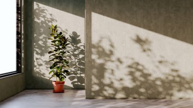 Büyük lüks, modern, parlak iç mekan. Oturma odası, 3D tasviri. Dijital olarak oluşturulmuş resim.