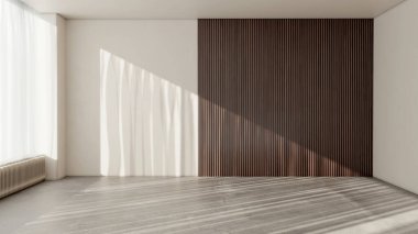 Büyük lüks, modern, parlak iç mekan. Oturma odası tasviri. 3D rengarenk resim.