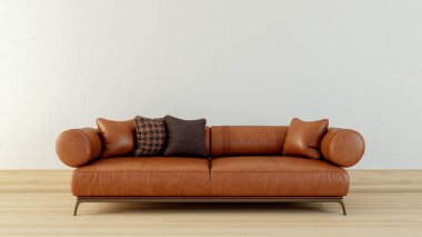 Büyük lüks, modern, parlak iç mekan. Oturma odası tasviri. 3D rengarenk resim.