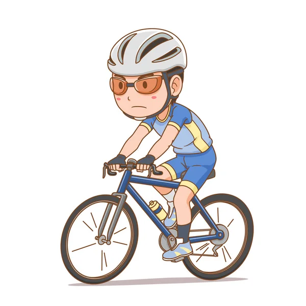 サイクリストの男の子の漫画のキャラクター — ストックベクタ