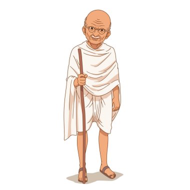 Mahatma Gandhi 'nin karikatür çizimi. Gandhi Jayanti.
