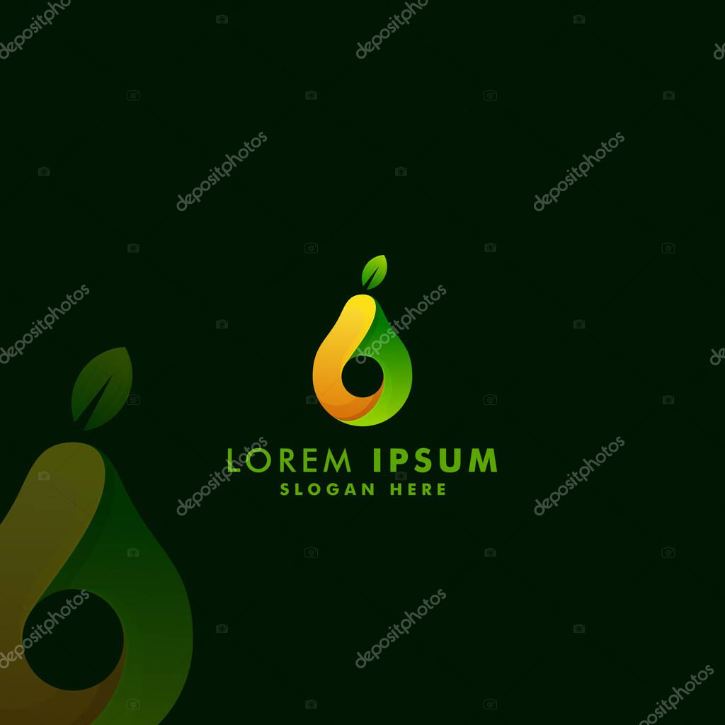 Avocado logo design, fruit icon symbol vector illustration