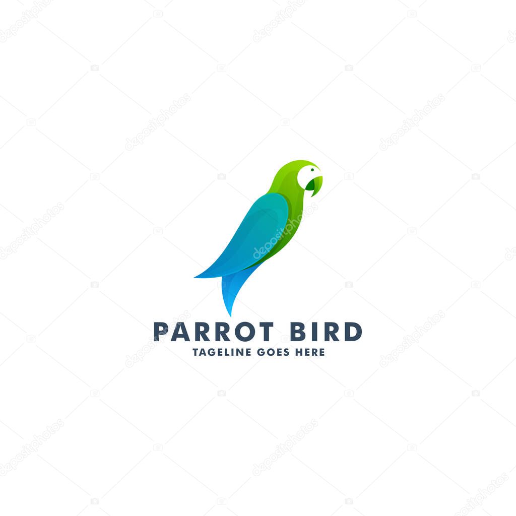 Parrot bird logo design template, animal icon symbol vector illustration