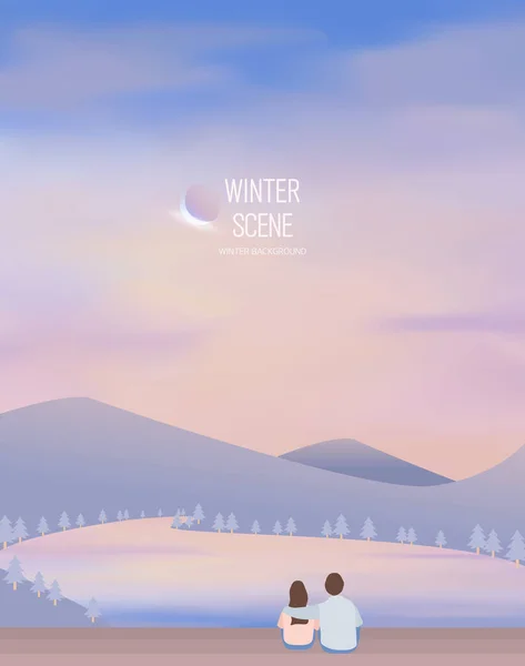 Winter Background 冬の風景 — ストックベクタ