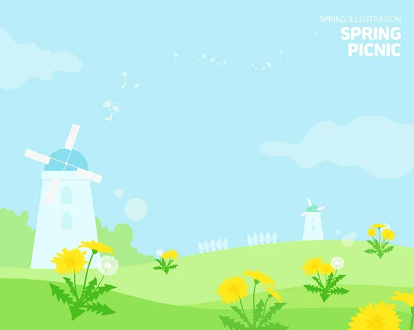 Fresh Spring Landscape Illustration — Vector de stoc