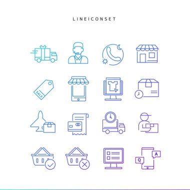 Gradyan çizgi simgelerinin koleksiyonu